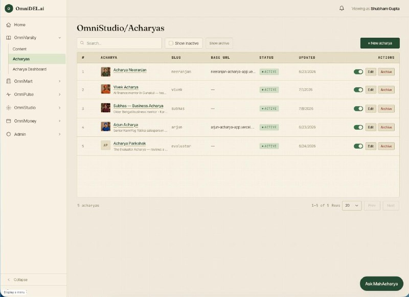 OmniStudio Acharyas roster module